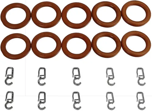 Liedeco Gardinenring, Gardinenstangen, (Packung, 10-St., mit Faltenlegehaken), für Gardinenstangen Ø 28 mm