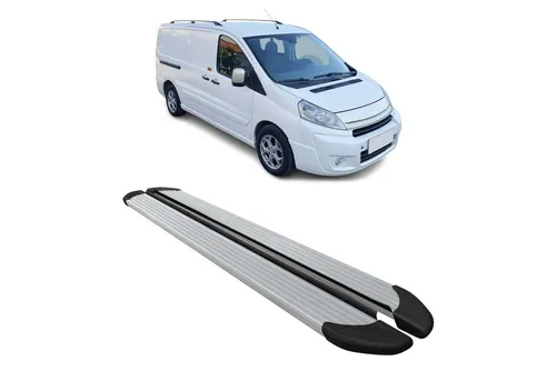 OMAC Kfz-Schmutzfänger Seitenschweller für Citroen Jumpy L2 (2006-2016) - Hochwertige Aluminium-Trittbretter für Citroen Jumpy L2, rutschfest und robust. Schützen Sie Ihre Karosserie und erleichtern Sie den Einstieg – ideal für Familien und den täglichen Gebrauch.