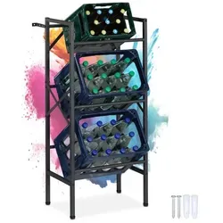 Getränkekistenregal für 3 Kisten - Praktisches Regal für die Küche mit 3 Fächern, stabil aus Stahl und Kunststoff, max. Tragkraft 450 kg – ideal für die übersichtliche Lagerung von Getränkekisten.