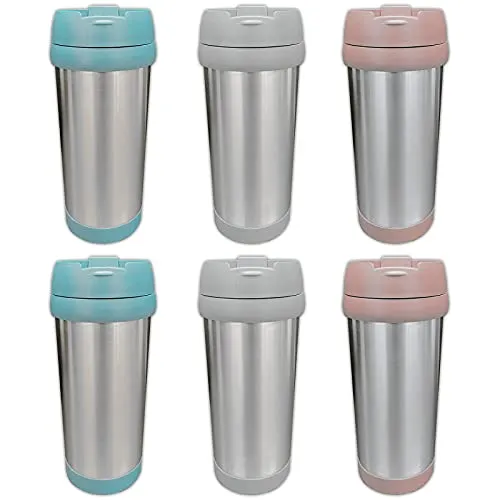 6er Set Thermobecher 450ml Isolierbecher Edelstahl Kaffeebecher Isolierflasche Kühlbecher 0,45l Thermosflasche