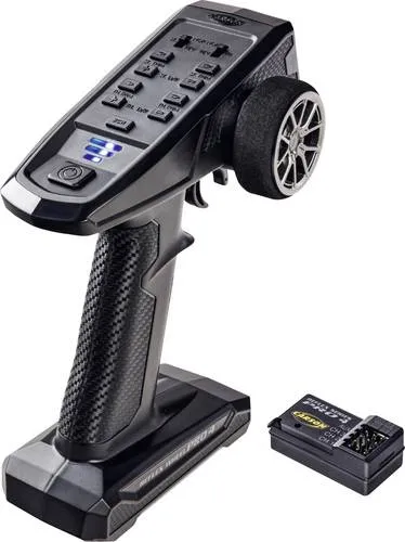 CARSON 3-Kanal Fernsteuerung FS Reflex Wheel Pro 4 - Sender & Empfänger mit präziser 2,4 GHz Steuerung, ideal für verschiedene Maßstäbe von 1/28 bis 1/4, perfektes Handling für RC-Fans.