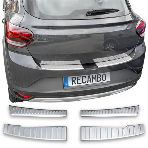 RECAMBO Ladekantenschutz für Dacia Sandero III - Abdeckblenden für Dacia Sandero III, rostfreier V2A Edelstahl bietet optimalen Schutz und exklusive Optik, 100% passgenau und einfach zu montieren.