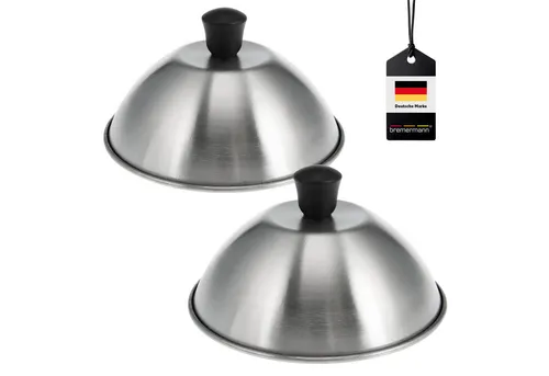 bremermann Burgerhauben-Set 2er - Grillhaube Schmelzglocke 16 cm - Grill-Abdeckhauben aus Edelstahl, perfekt zum Schmelzen von Käse und Garen von Burgern, für ein optimales Grillerlebnis.