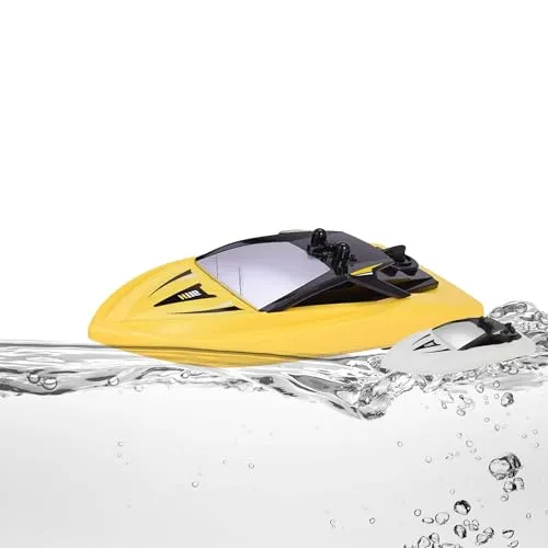 RC ferngesteuertes Speedboot, 2.4GHz Racing Boot mit Elektromotor, 14 km/h schnell, 50m Reichweite, 23cm lang, Wasserdichtes RC Schnellboot für Kinder u. Erwachsene, Inkl. Akku und USB-Ladekabel, RTD