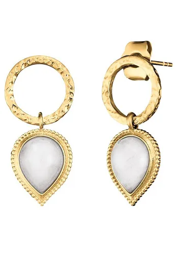 Engelsrufer Moondrop Damen-Ohrstecker - Ohrringe für Damen aus hochwertigem Sterling-Silber mit goldener Beschichtung und bezauberndem Mondstein, der Glück und positive Energie fördert. Allergikerfreundlich und stilvoll!