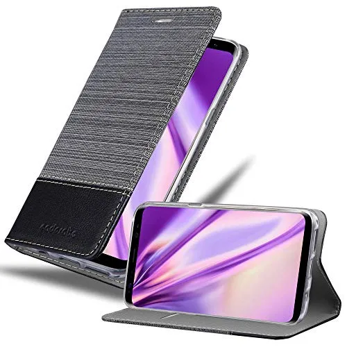 Cadorabo Hülle kompatibel mit Samsung Galaxy S8 aus Premium Jeans und Kunst Leder Flip Klappbare Stoßfeste Magnetische [Standfunktion] [Kartenfächern] Cover Hülle für Galaxy S8 Tasche in Grau