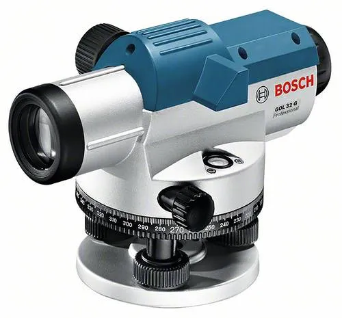 Bosch Professional Optisches Nivelliergerät GOL 32 G - Messgeräte für präzise Nivellierung mit 32-facher Vergrößerung und robustem Gehäuse (IP54), ideal für den Außeneinsatz.