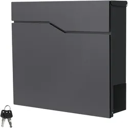 ML-Design Briefkasten 37 x 37 cm Anthrazit Edelstahl - Moderner Briefkasten mit Zeitungsfach und sicherem Zylinderschloss, wetterfest und langlebig - ideal für jeden Außenbereich.
