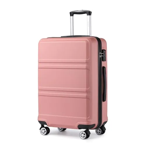 KONO Koffer Trolleys Handgepäck 55cm Leicht Hartschalenkoffer Reisekoffer mit 4 Rollen und TSA Schloss, 55x40x22cm, 39Liter, Zwillingsrollen Rollkoffer, ABS Hartschale (Rosegold, M)