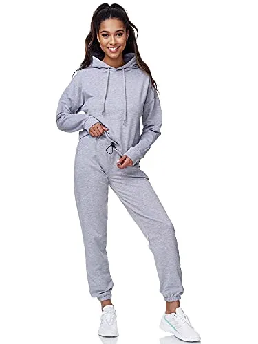Tazzio Damen Jogginganzug F200 Grau M - Stylischer Streetwear Trainingsanzug für Damen, perfekt für Sport und Freizeit. Mit hohem Baumwollanteil für optimalen Tragekomfort und Bewegungsfreiheit.