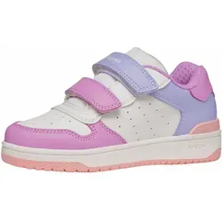 Geox J WASHIBA Girl B Sneaker - Bequemer Doppelklettverschluss - Sneaker für Mädchen, leicht anzuziehen mit herausnehmbarer Innensohle und stylischem Design in Weiß/Cyclamen.