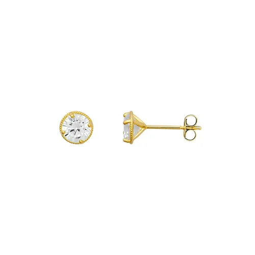 Xenox Ohrstecker Damen Fine Zirkonia 585er Gelbgold - Elegante Ohrstecker aus 14 Karat Gelbgold mit funkelnden Zirkonia-Steinen, ideal für jeden Anlass und ein stilvolles Accessoire für Damen.