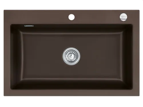 Systemceram Mera 80 Siena Keramikspüle mit Excenterbetätigung - Keramikspüle in Dunkelbraun, ideal für Unterschränke ab 80 cm, mit praktischer Excenterbetätigung für einfachen Zugang und Komfort.