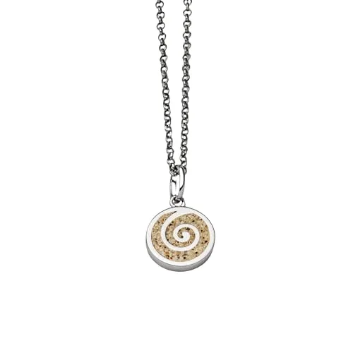 DUR kleiner Anhänger SANDSPIRALE mit Kette, 925 Sterling Silber - Schmuckset für Damen mit einem eleganten Spiralanhänger aus 925 Sterling Silber und echtem Strandsand, perfekt für den maritimen Look.