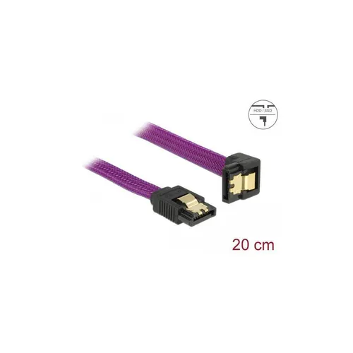 SATA 6 Gb/s Kabel gerade auf unten gewinkelt 20 cm violett