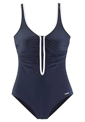 Lascana Damen Badeanzug - Badeanzug für Damen mit sportlicher Form, eingearbeiteten Softcups und Shaping-Einsatz für eine tolle Figur. Ideal für Schwimmen und Strand.