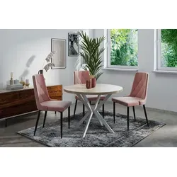 WFL Group Esstisch Sonoma Eiche, Rund 120 cm - Moderner Esstisch aus hochwertigem Holzwerkstoff mit ausziehbarer Funktion. Ideal für jedes Esszimmer und bietet Platz für zusätzliche Gäste. Hergestellt in der EU aus nachhaltigen Materialien.