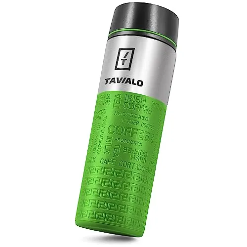 TAVIALO Thermobecher 380 ml – Isolierbecher Kaffee to go, Edelstahl BPA-frei, doppelwandig & auslaufsicher, inkl. 2 Silikondichtungen, hält Getränke 12 h heiß / 24 h kalt (Grün)