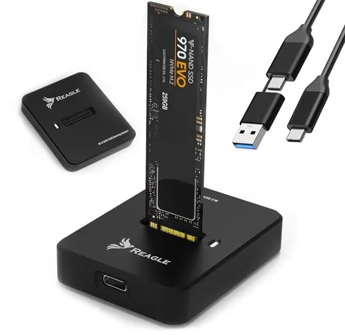 Reagle M.2 NVMe & SATA SSD Adapter, USB-C 3.2 Gen 2