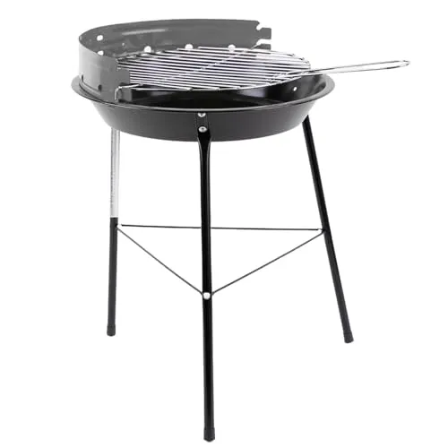 BBQ Holzkohle-Grill kleiner Rundgrill Mobiler Holzkohlegrill für 2 bis 3 Personen Grillfläche ca. Ø 32 cm Kohlegrill Sicherer Stand dank 3 stabiler Beine Schwarz/Rot