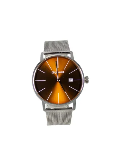 Gigandet Quarzuhr Armbanduhr Herren Edelstahl Silber Braun G42-025, Mineralglas, Datumsanzeige