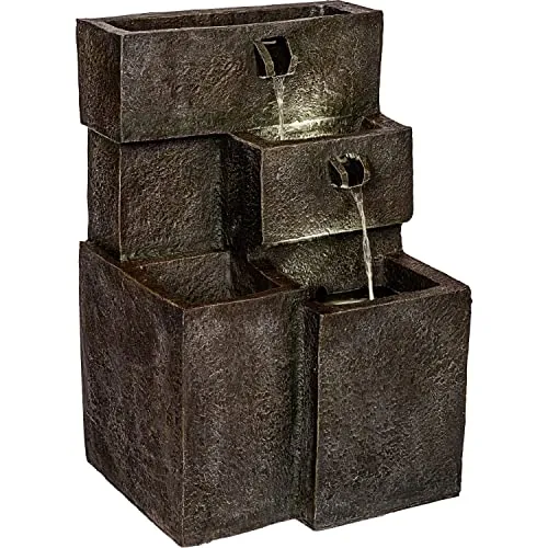 STILISTA Gartenbrunnen Wassertreppe 75 x 48 x 42 cm, mit LED Beleuchtung, inklusive Pumpe