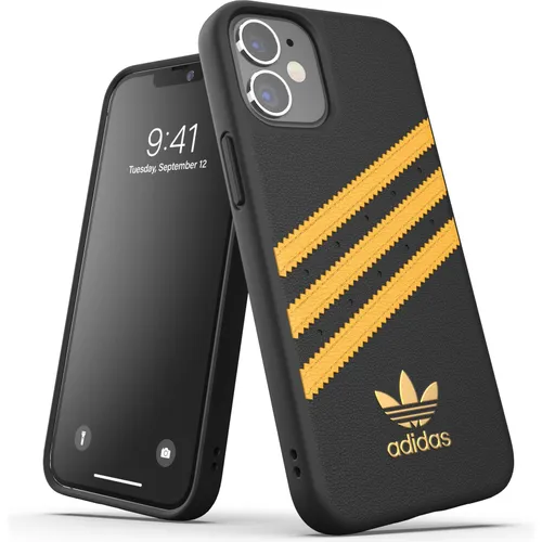 adidas Back Cover Moulded PU iPhone 12 mini Schwarz/Gelb (Apple iPhone 12 mini) (42479)