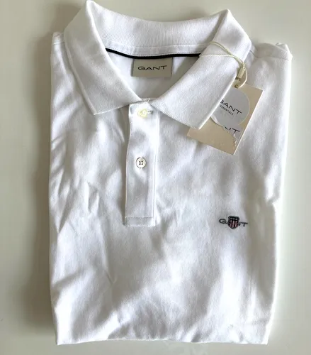 Gant Poloshirt REG EMB Archive Shield Polo weiß (Gr. XL) - Herren Poloshirt aus 100% Baumwolle, mit klassischem Kragen und bequemer Regular Fit Passform – ideal für lässige Anlässe.