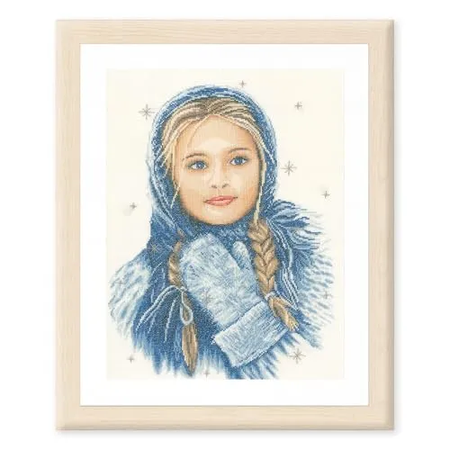 Lanarte Kreativset Wintermädchen PN-0169674 - Kreativkästen mit hochwertigem 100% Leinenstoff und DMC-Baumwollgarn. Ideal für Anfänger und Fortgeschrittene mit klaren Symbolen und detaillierter Anleitung.