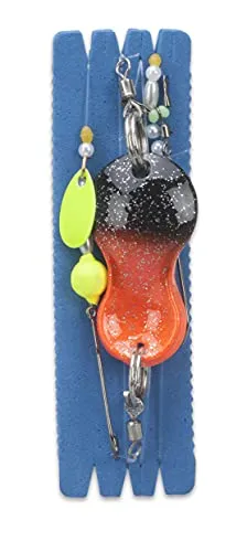 Aquantic Unisex – Erwachsene 10C4039507218249C10 Flatfish Spoon, Buttlöffel in DREI Dekoren, 2 Haken Größe 1/0, Länge 110cm, Vorfach 0,50mm/0,40mm (RB-Red-Black, 60g), Bunt, Normal