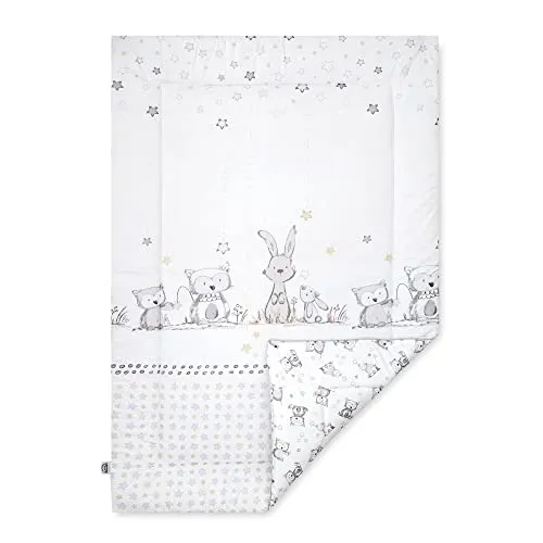 Julius Zöllner Krabbeldecke 95x135 cm - Häschen und Eule - Spiel- & Krabbeldecken, weiche und schützende Unterlage zum Spielen und Krabbeln, Made in Germany und waschbar bis 30°, schützt vor Bodenkälte.