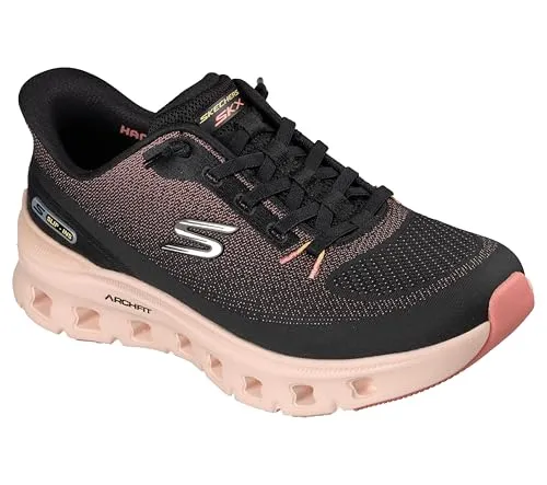 Skechers Damen Arch Fit Glide-Step Pro Sneaker - Schwarz/Peach, 37 EU - Bequeme Sneaker mit integriertem Arch Fit für optimalen Tragekomfort. Maschinenwaschbar und vegan, ideal für den täglichen Einsatz.