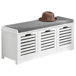 Garderobenbank - weiß-grau - 2 Ablagen - Moderne Schuhtruhe mit stabiler Sitzbank und 2 praktischen Ablagefächern, ideal für Flur und Schlafzimmer. Vielseitig einsetzbar für Ordnung und Stil.