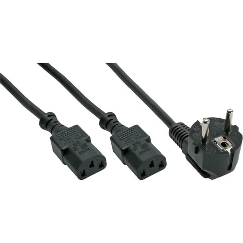InLine® Netz-Y-Kabel 1x Schutzkontaktstecker zu 2x Kaltgerätestecker schwarz 1m