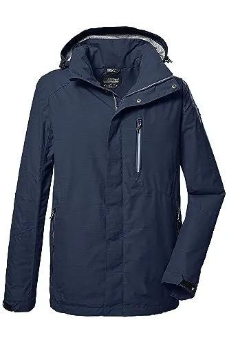 killtec Herren Funktionsjacke KOS 256 MN JCKT_CARLEB - Funktionsjacke in dunkelblau mit abzippbarer Kapuze, wasserdicht (10.000 mm) und atmungsaktiv, perfekt für Outdoor-Aktivitäten bei jedem Wetter.