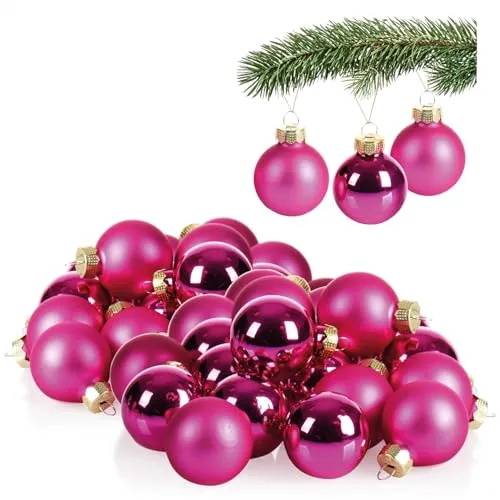 COM-FOUR® 40x Mini-Christbaumkugeln aus Glas - kleine Weihnachtskugeln für die Weihnachtsdekoration - Baumschmuck für den Weihnachtsbaum - Ø 3 cm