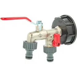 Tecuro - Doppel Kugelauslaufventil Mit Steckkupplung Und Ibc Adapter Grobgewinde S60 X 6