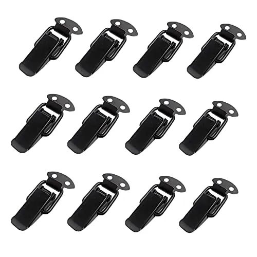 Stück Edelstahl Verschluss Haspe, Haspe Kistenverschluss, Spannverschluss, Kappenschloss Kistenverschluss, Schwarz Hebelverschluss, Geeignet für Kisten, Werkzeugkästen, Schubladen, Schränke 12