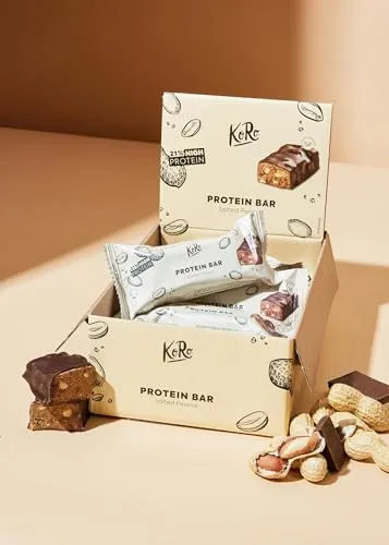 KoRo Veganer Bio Proteinriegel Salted Peanut - 12 x 50 g - Proteinriegel mit 21 g Protein und 9,2 g Ballaststoffen pro 100 g, perfekt als gesunder Snack oder süße Nascherei für Veganer.