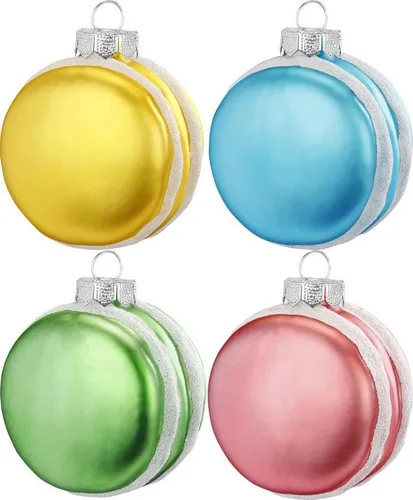 MAGIC by Inge Christbaumschmuck, Christbaumschmuck Macarons Glas 7cm, 4 Stück