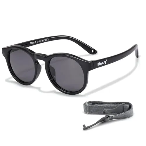 Maesy Kinder Sonnenbrille für Kleinkind und Baby - 1-3 Jahre - UV400 Polarisierter Schutz - Flexibler und Biegsamer Rahmen - Verstellbares Gummiband - Sichere und Bequeme Kindersonnenbrille - Bowi
