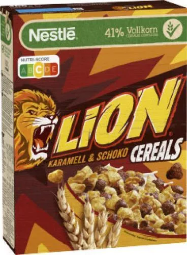 Nestle Lion Cereals Karamell & Schoko 400g - Cerealien, Müsli & Haferflocken mit knusprigen Karamell- und Schokostücken für einen energiereichen Start in den Tag.