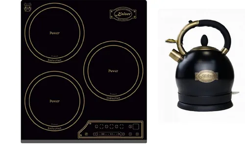 Kaiser Induktions-Kochfeld 45 cm mit Wasserkocher - Kochfeld in Schwarz mit 3 Kochzonen und Full Touch Control, ideal für moderne Küchen und effizientes Kochen.