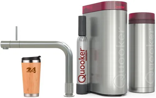 QUOOKER Küchenarmatur QUOOKER FRONT Edelstahl VAQ PRO3 mit CUBE 2 (3FRONTRVSCUBE) - Innovative Küchenarmatur für warmes, kaltes und sogar 100°C kochendes Wasser. Perfekt für alle, die Wert auf Platzersparnis und Funktionalität legen, ohne auf Stil zu verzichten.