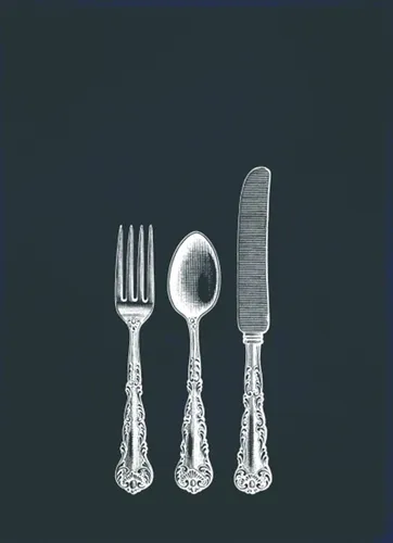 Geschirrtuch, Küchentuch BESTECK grau | Siebdruck 17;30 HAMBURG