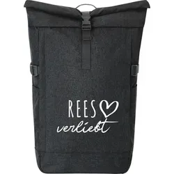 Huuraa Kurierrucksack Rees verliebt Geschenk 30-44 Liter Black Melange Fairtrade Rolltop Rucksack Rees Geschenkidee - Schwarz
