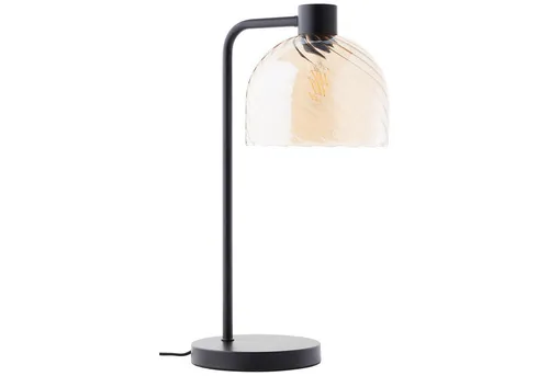 Brilliant Tischleuchte Casto, E27, bernsteinfarbenes Glas, schwarzes Metall - Nachttischleuchten mit 50 cm Höhe, eleganter Vintage-Charme und flexibler Lichtgestaltung durch E27-Fassung. Ideal für jeden Raum!