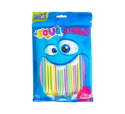 Saure Schleckpulverstangen 45 Stück – Sour Straws mit saurem Pulver – Fruchtige Schleckstangen für Partys, Kindergeburtstage oder als Mitgebsel