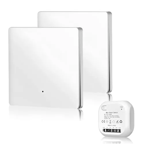 Funkschalter, 2 Stück Funk Lichtschalter, Funk-Wandschalter Mit Empfänger 10 A 230 V, Funkschalter Licht, Funk-Lichtschalter, Funk-Schalter Für Badezimmer Schlafzimmer Im Freien