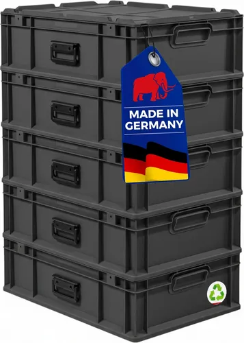 SuperSparSet 5x Eurobox NextGen Portable Schwarz | 34 Liter von Proregal - Aufbewahrung für Profis